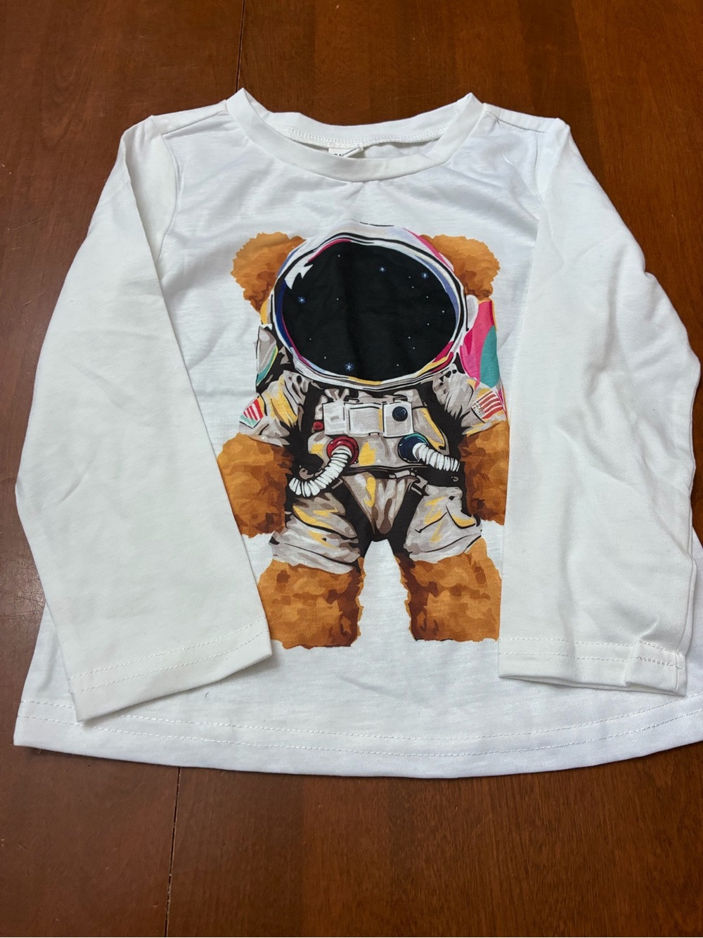 SHEIN White Kids Graphic Tee with Colorful Bear Accent